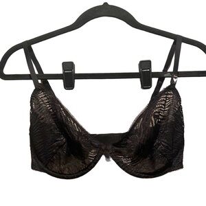 New Victoria’s Secret 32DD Unlined Demi Cup Black Lace Underwire Bra